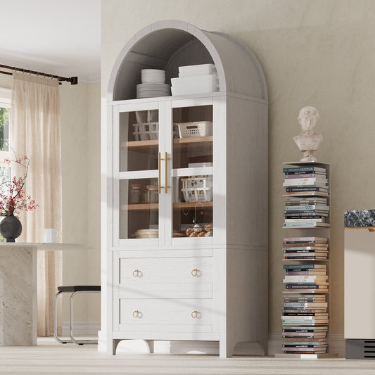 Armario de almacenamiento moderno con puerta de cristal arqueada