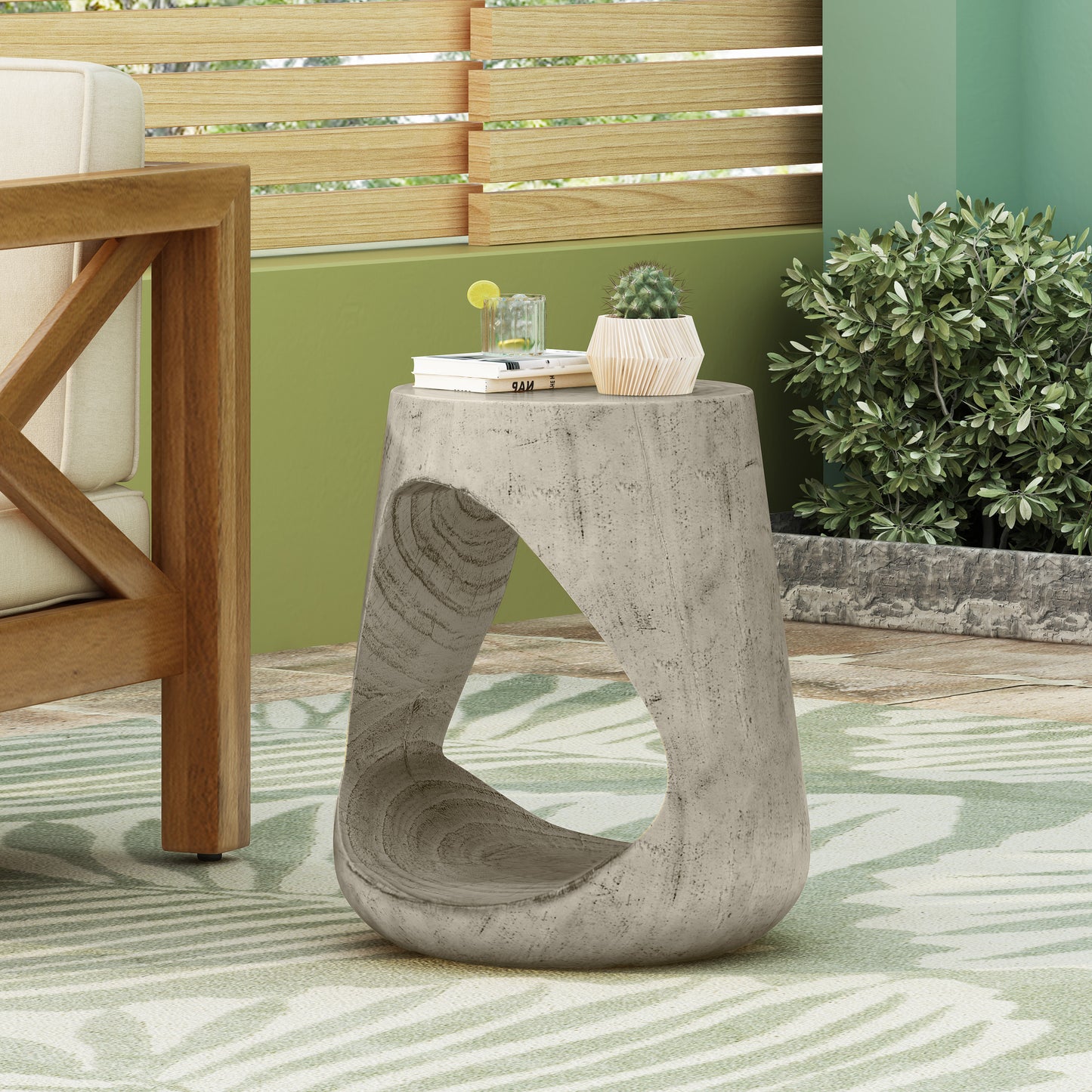 Modern Round Magnesium Oxide Side Table