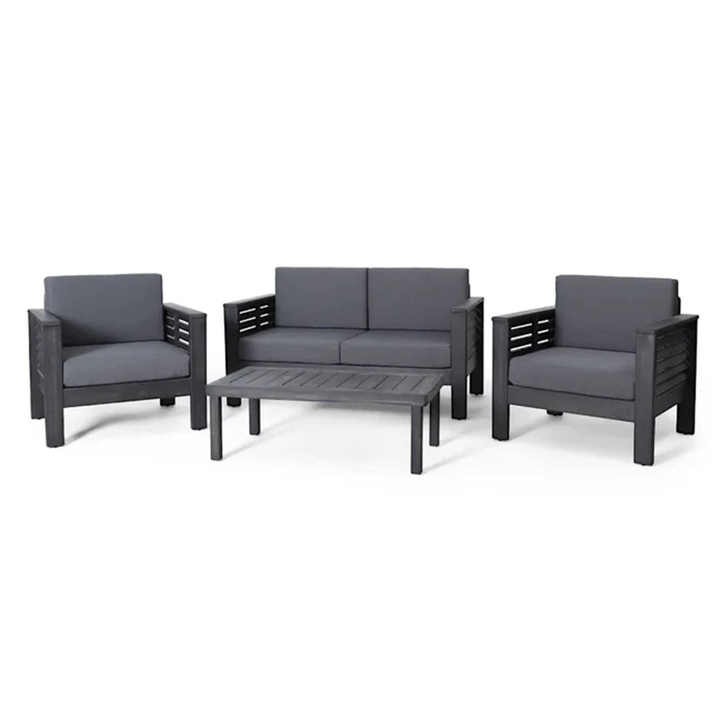 4-Piece Acacia Wood Outdoor Seating Set with Cushions