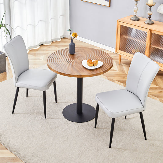 Modern 3-Piece Round Dining Set With PU Chairs