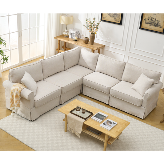 L-Shaped Modular Sofa with Cushioned Back