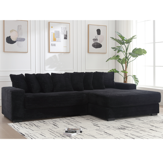 Modular 3-Seat Corduroy Sofa with Right-Side Chaise