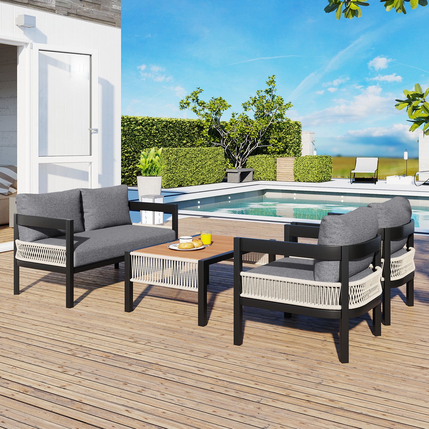 Modular Outdoor Sofa Set with Table