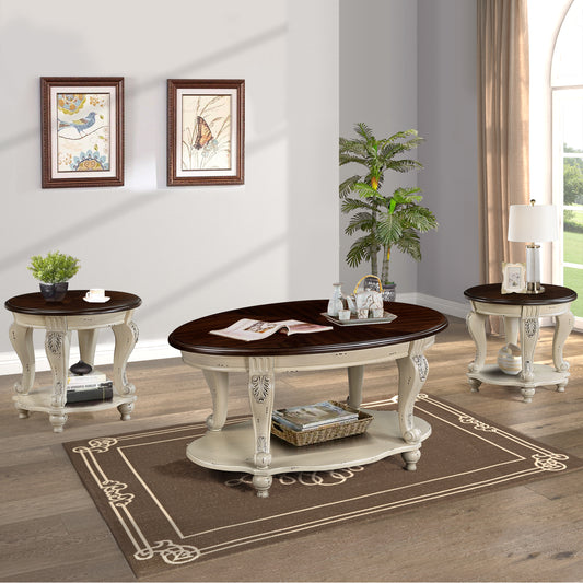 Farmhouse Round & Oval Coffee Table Set