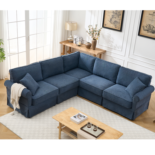 L-Shaped Modular Sofa with Cushioned Back