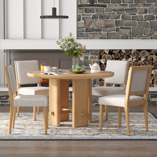Modern Farmhouse Round 5-Piece Dining Table Set