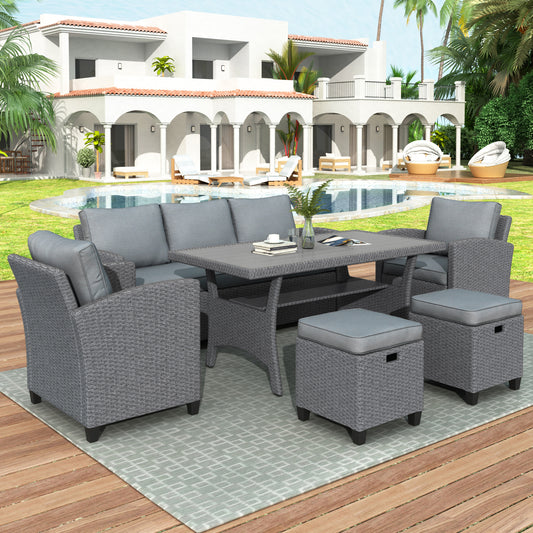 6-Piece Outdoor Patio Sofa Set with Table