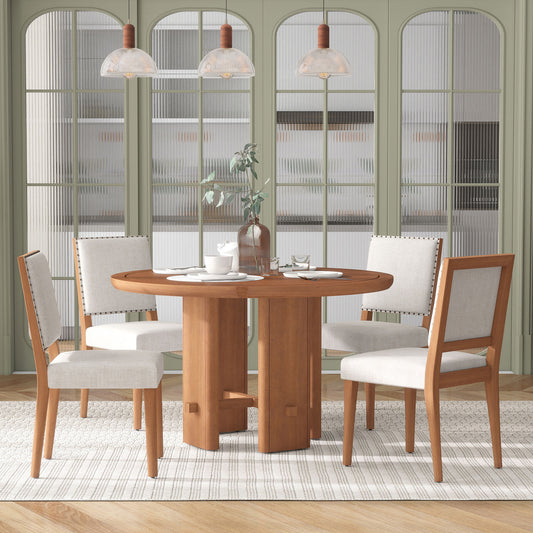 Modern Farmhouse Round 5-Piece Dining Table Set