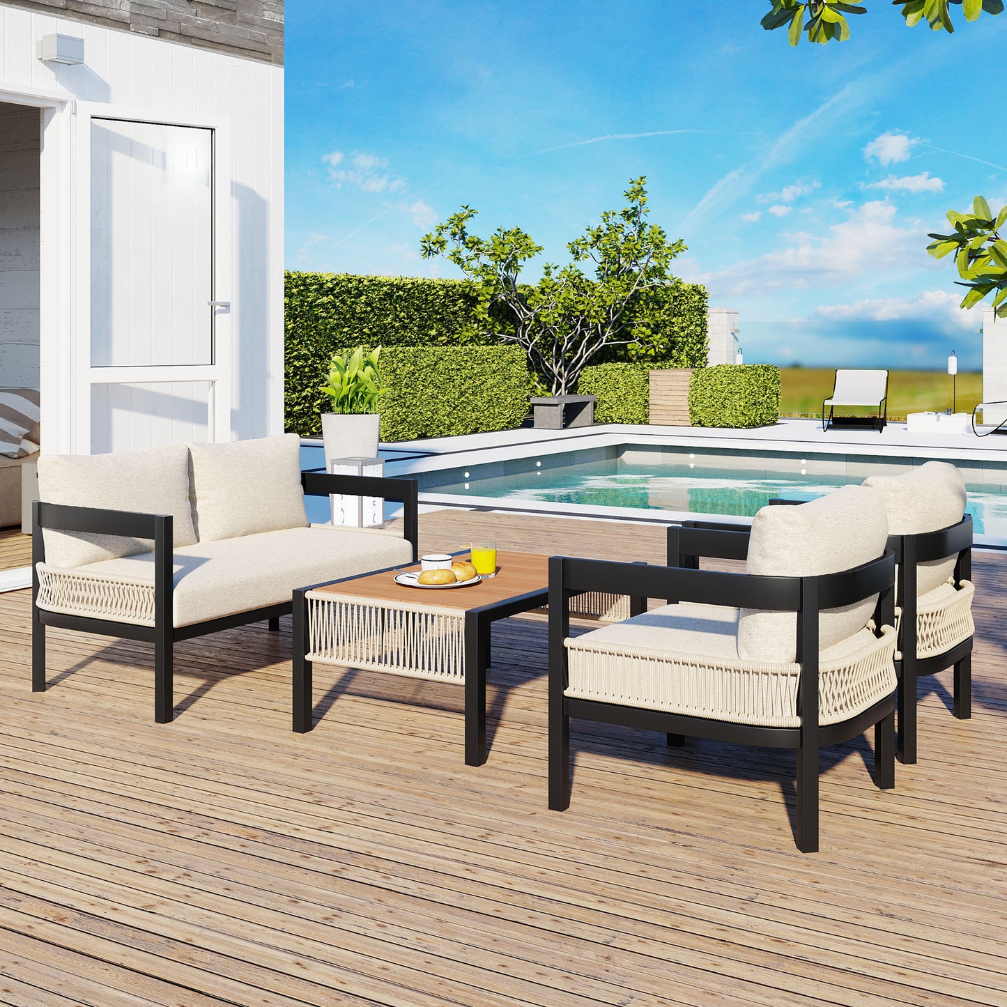 Modular Outdoor Sofa Set with Table