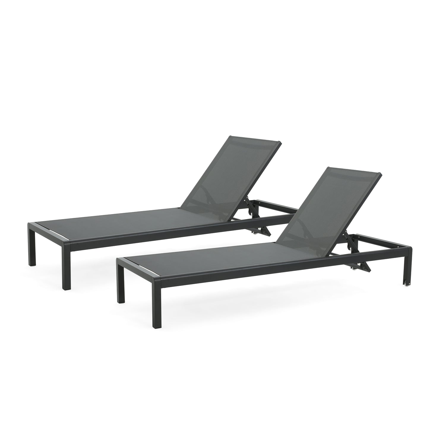 2-Piece Adjustable Outdoor Sunloungers Set